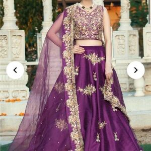 Elegant Purple Embroidered Lehenga Set